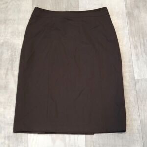 Lafayette 148 Brown Wool Pencil Skirt Size 2 Lined Back Vent Career Secretary